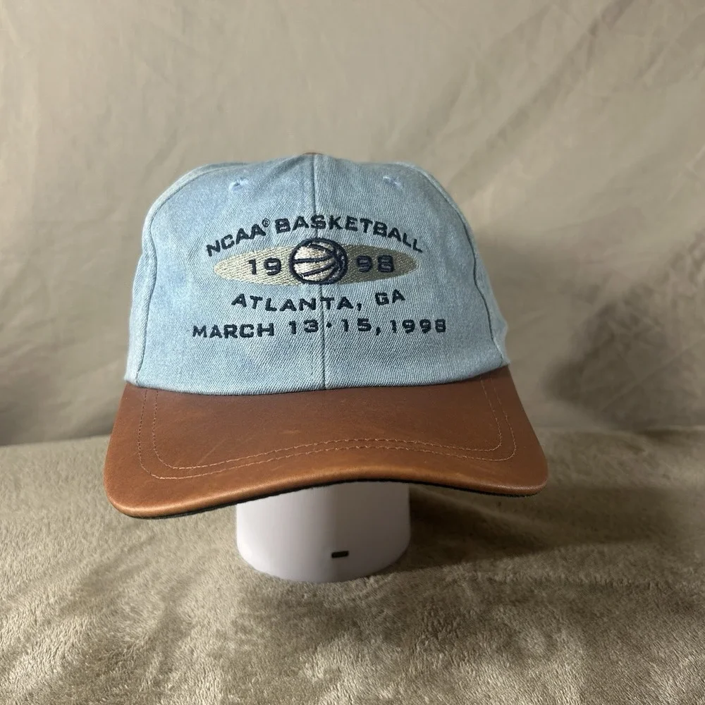 Vintage 1998 NCAA Basketball Atlanta GA Leather Strap Dad Hat Cap Gear Sports